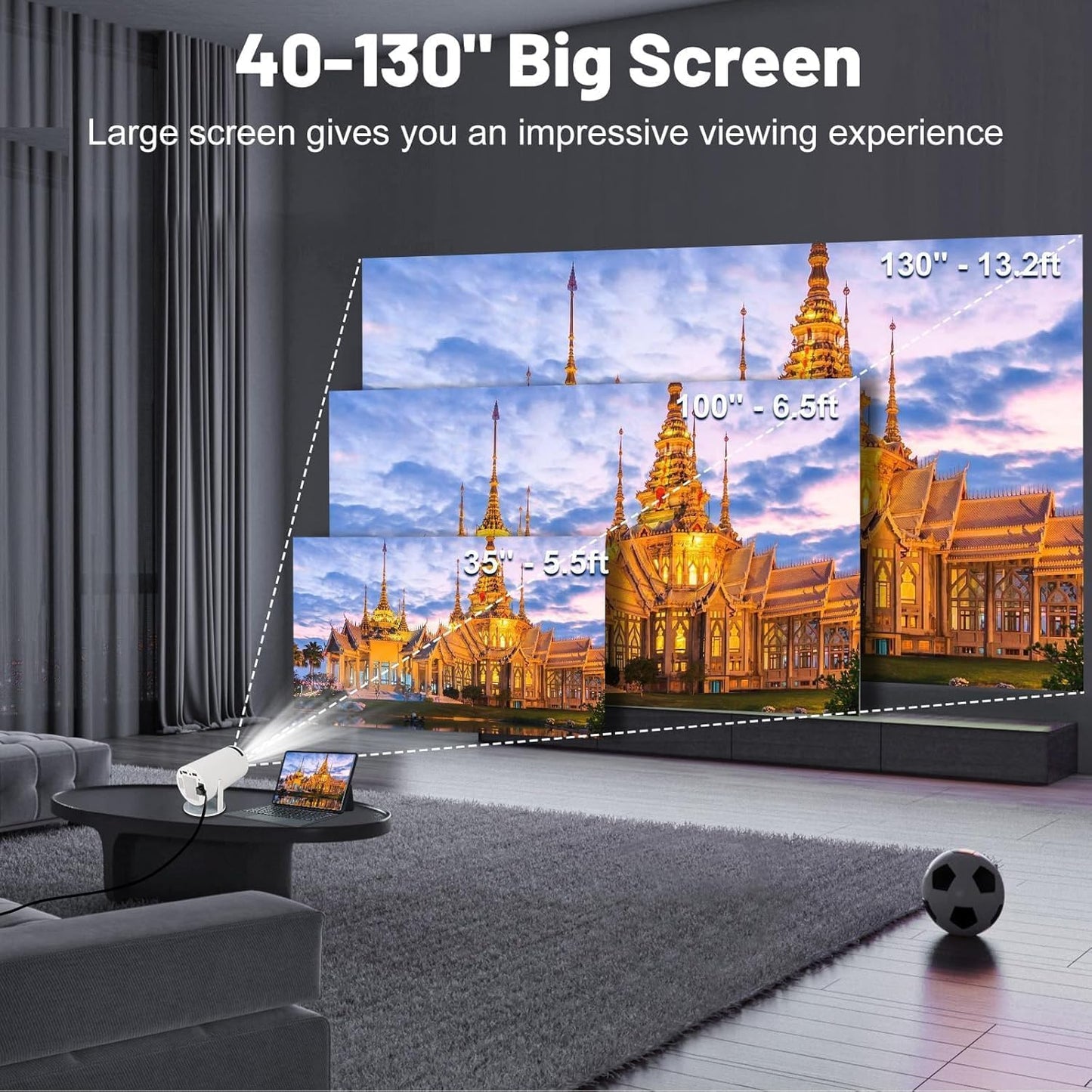Mini 4k portable Projector - WiFi 6 & BT 5.2